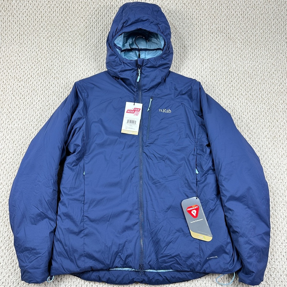 Rab Xenair Alpine Jacket Womens US 14 (Large) Blue Pertex Quantum Air Hood READ